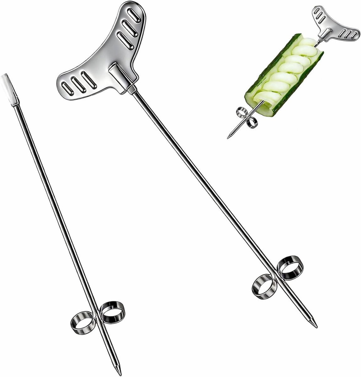 2 stuks, roestvrij staal, spiraalaardappelsnijder, handmatige spiralizer voor wortels, groenten, fruit, komkommer, keuken, dienblad, decoratie