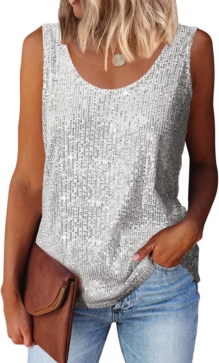 pailletten mouwloze top vesten sprankelende tops