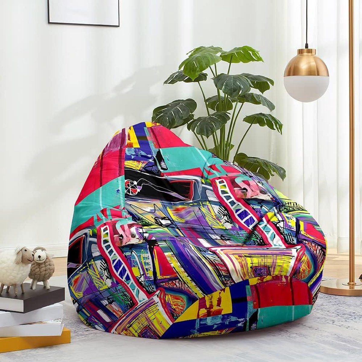 Zitzak hoes - Luie bank - Ontspannen Zitten - Machinewasbaar - 100x120cm - Paars groen