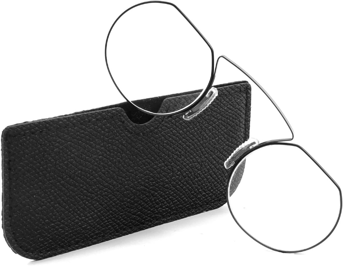 Ronde leesbril Nose Clip Mini Draagbaar Heren Dames met Brillenkoker