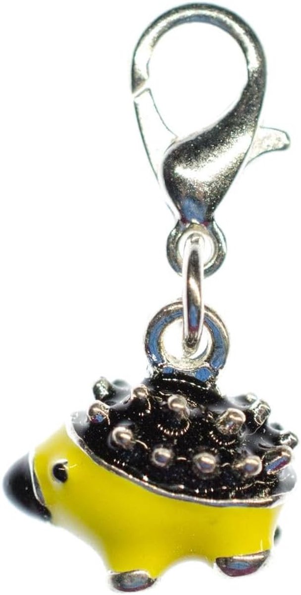 Bedels van geëmailleerd metaal, geel, handgemaakt, modesieraad, verzilverde kettinghanger, bedelarmband, hanger voor armband, 12 mm, Metaal, Geen edelsteen