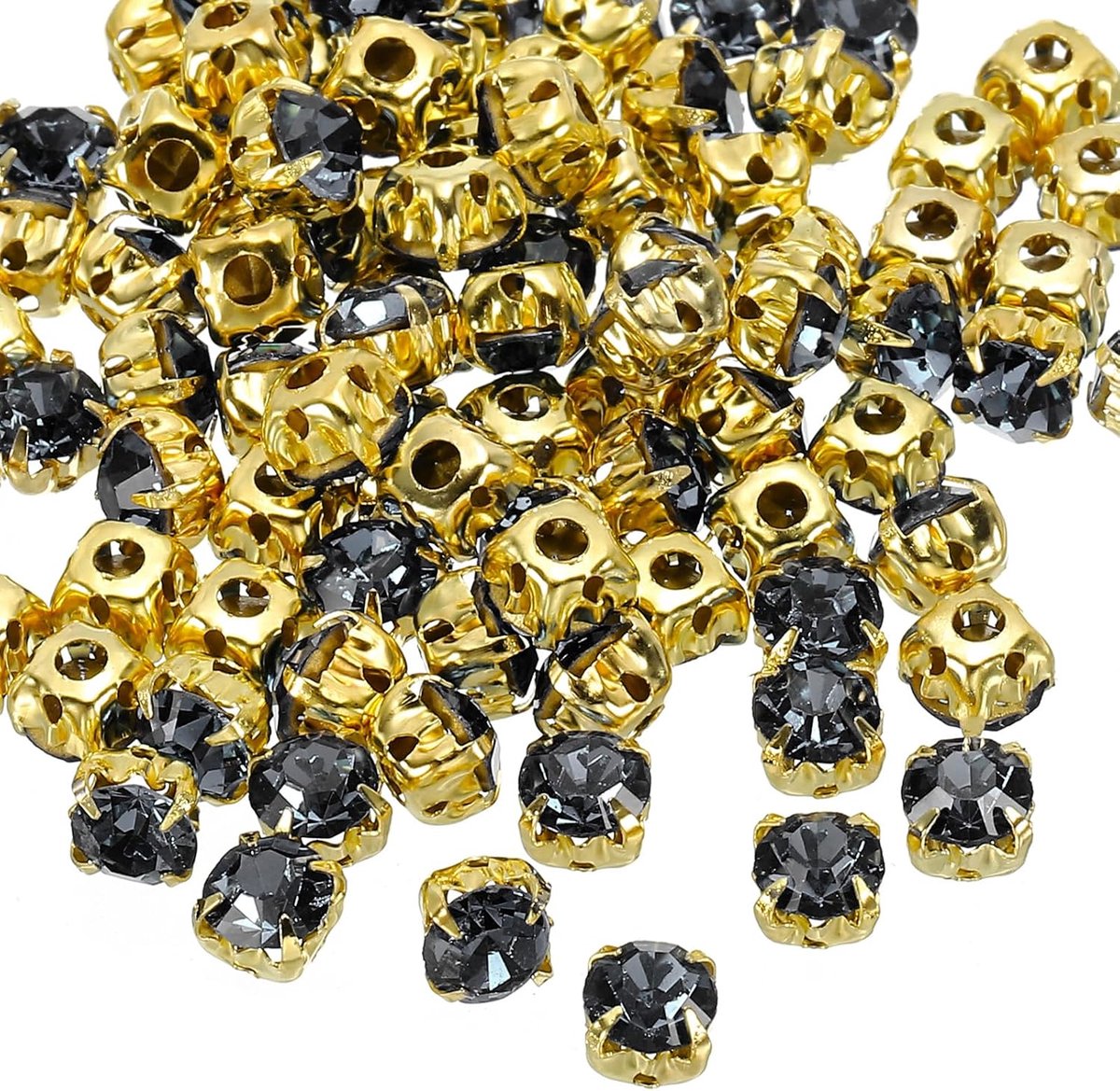 5 mm klauw naai op strass kristallen, 100 stuks glazen metalen platte basis bloem klauw edelstenen ambachten naaien voor schoenen jurk kleding handwerken riem naaien accessoires, zwart