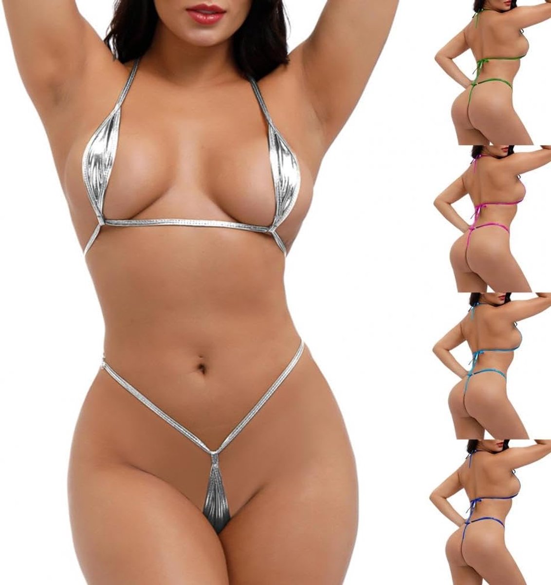 Mini Bikini en Micro Ondergoed (Kleur: Zilver, Maat: One Size)