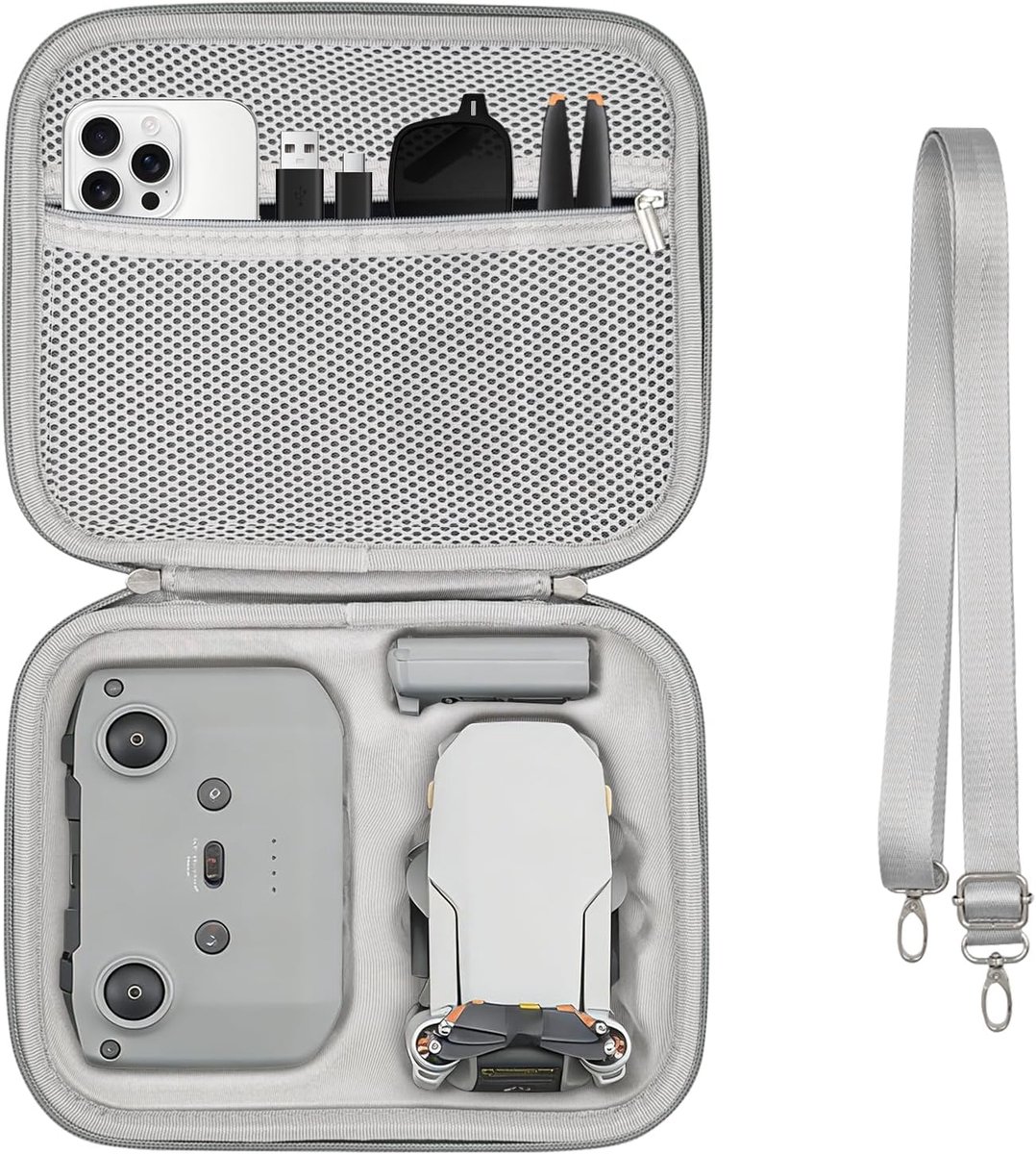 Custodia per DJI 4K, Sacchetto Trasporto per Mini 2 SE, Borsa | Portatile per Accessori Drone e Controller, Valigetta Compatta Impermeabile con Cintura Spalla, Grigio