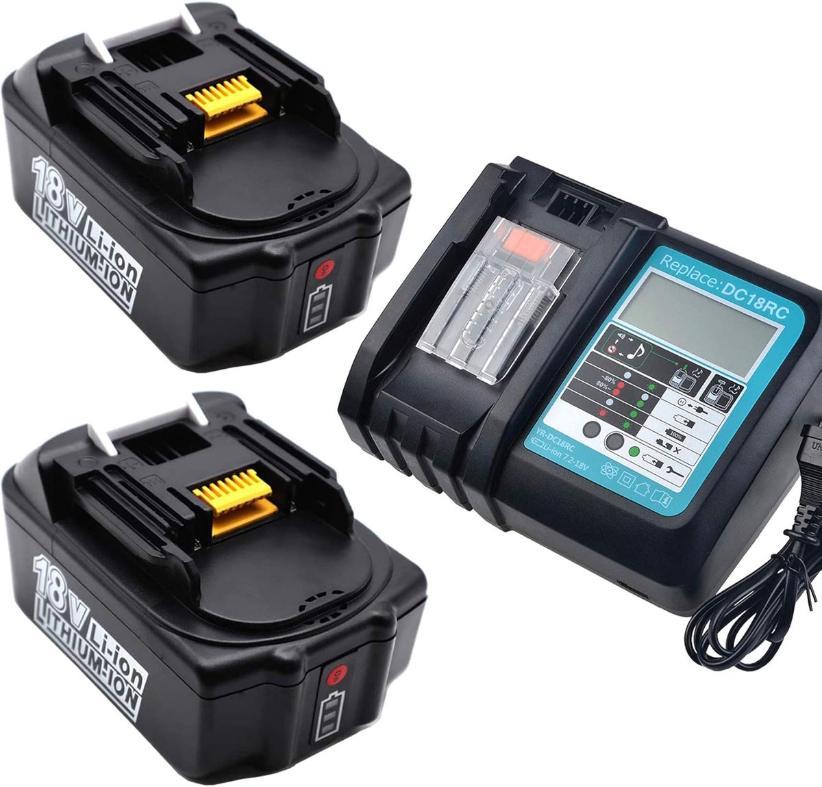 2x BL1850B battery 18V 5.0Ah with charger DC18RC battery BL1830 BL1840 BL1850B DUC353Z DUC302Z DLM380Z DLM431Z DUH523Z - ShopVlot
