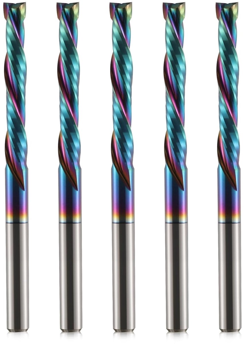 Spiral Milling Cutter, Up Down Compression Cutter, 1/8 Inch Cutting Diameter with DLC Coating, 1/8 Inch Full Carbide - ShopVlot