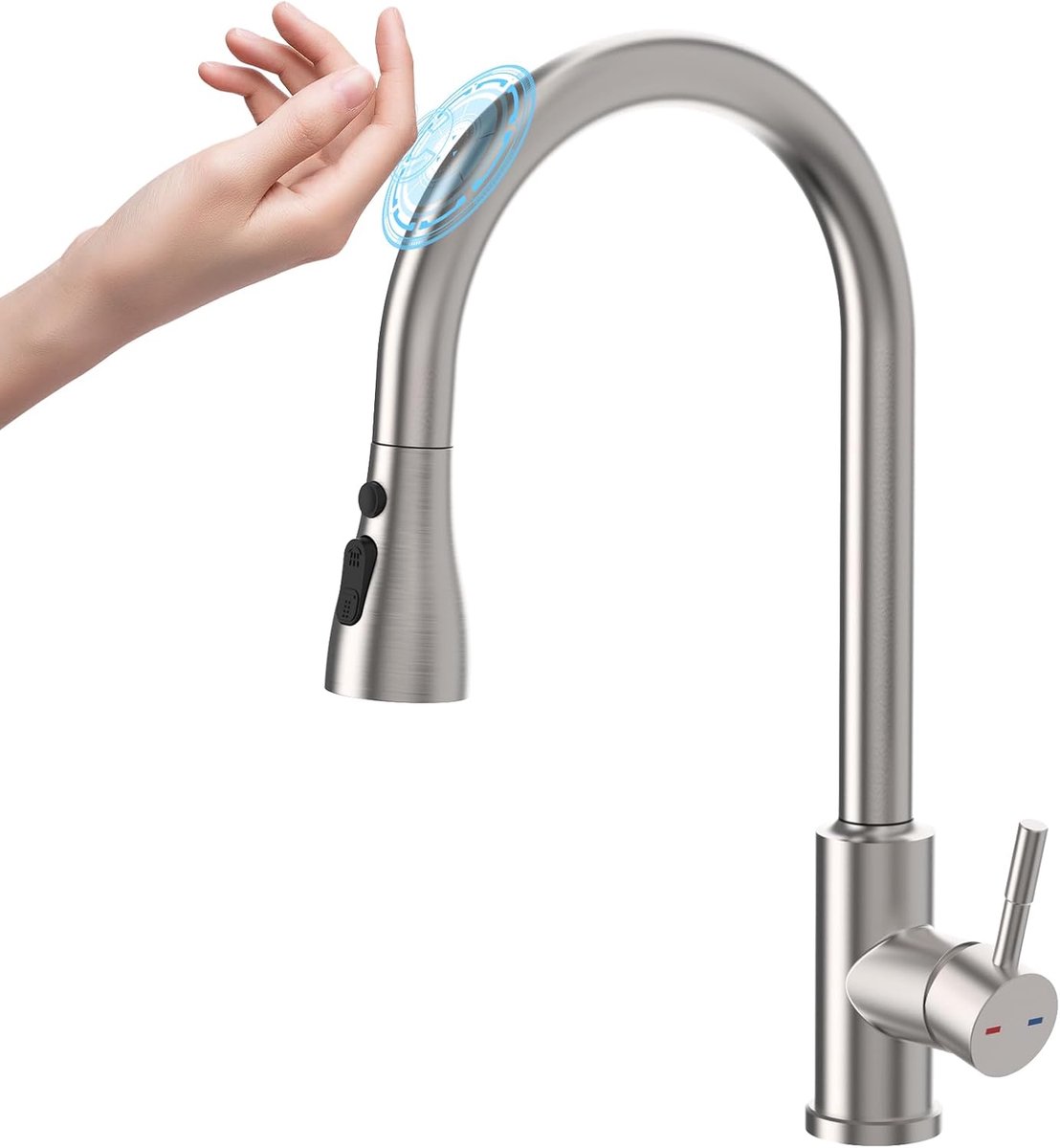 Kitchen Tap with Pull-Out Hand Shower, Mixer Tap for Sink Kitchen with Touch Sensor, Pull-Out Sink Faucet, 360° - ShopVlot
