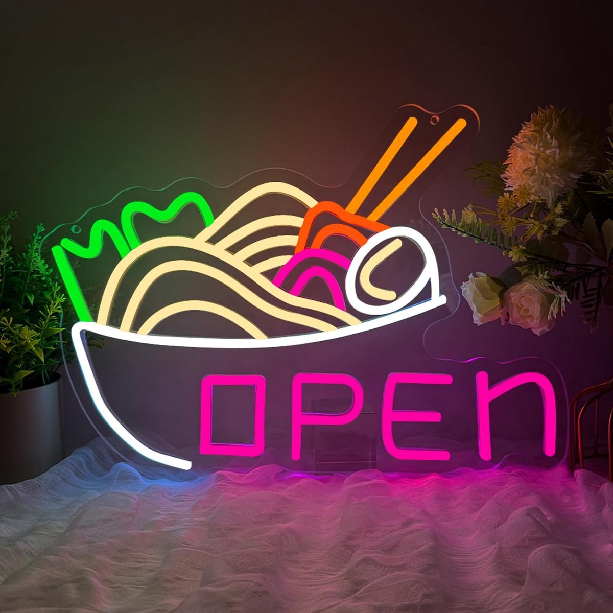 Neon Open Bowl Sign - Dimbare LED verlichting - Voor keuken of restaurant - Perfect voor ramen liefhebbers - ShopVlot