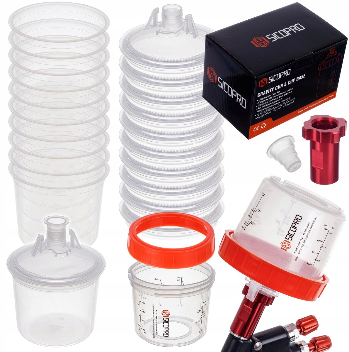 PPS Laksysteem Bekers 10x 200ml met Filter & M16x1,5 Adapter
