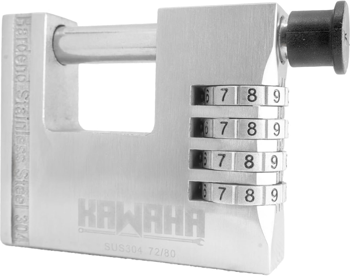 D-vormige zware combinatiehangslot - roestvrij staal - ultieme weersbestendigheid - ideaal voor garage en schuur - ShopVlot