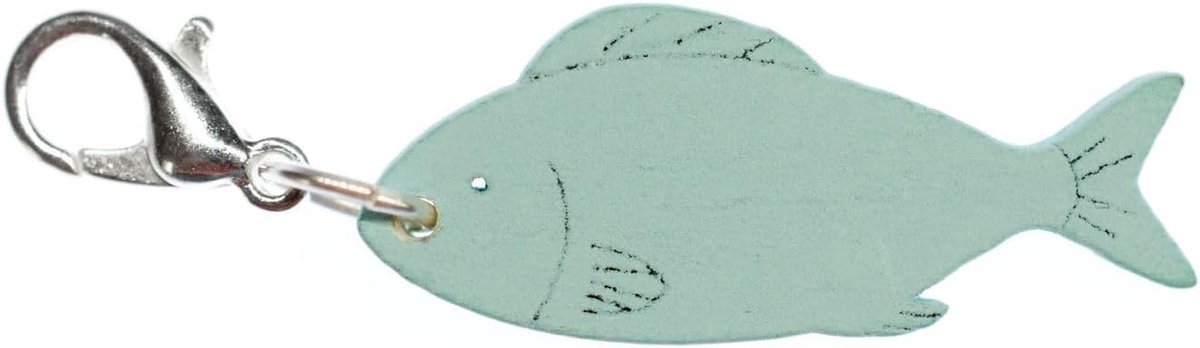 Bedels hout blauw turquoise - handgemaakte modesieraden I verzilverd ketting hanger bedelarmband - hanger voor armband, 30 mm, Metaal Hout