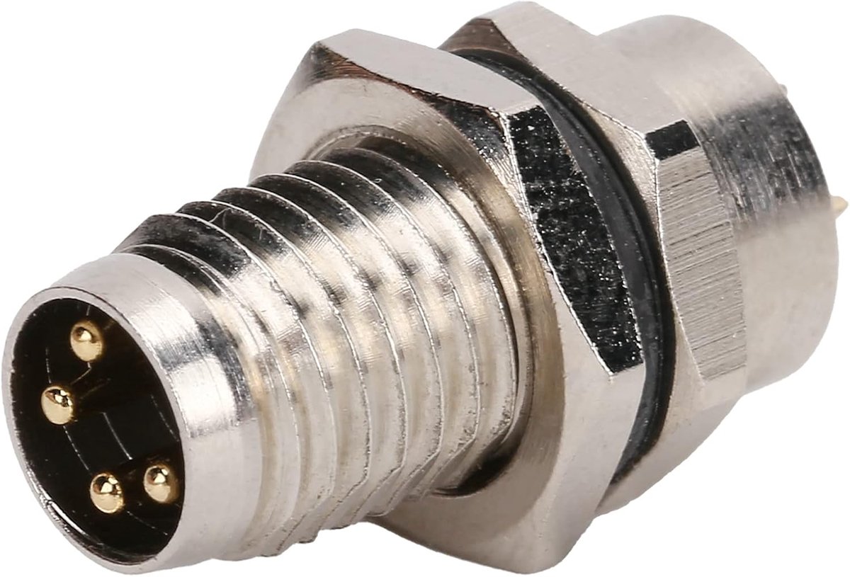 4pin M8 Aviation Connector Plug IP67 Naaldaansluiting, Messing Metaal Mannelijk Vrouwelijk Paneelconnector, Waterdicht voor Data -acquisitiesystemen, 4A AC/DC250V, NEMA2000, Uitlaatconnector
