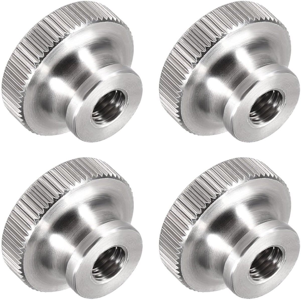M6 gekartelde duimmoeren x 4 stuks binnendraad ronde moeren sluitmiddel voor machines [zilverkleurig 304 roestvrij staal]
