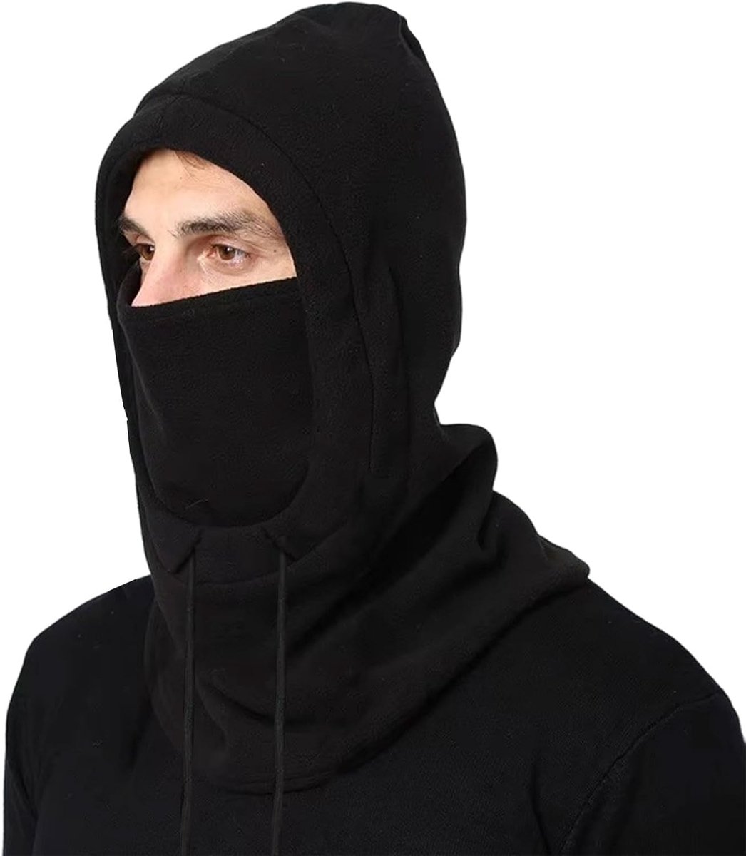 Bivakmuts Winddicht Skimasker Winter Thermische Fleece Capuchon Gezichtsbedekking Hoed Nekbeschermer voor Motorfiets Vissen Wandelen Buitensporten Zwart Unisex