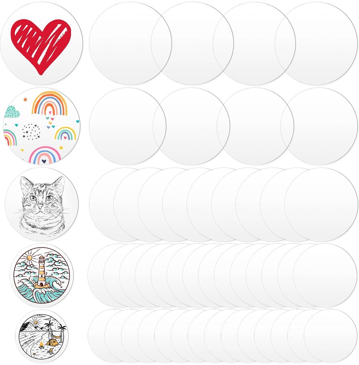 Helder acryl cirkels blanks ronde transparante acryl schijf voor doe-het-zelf ambacht (Assortment kit 1)