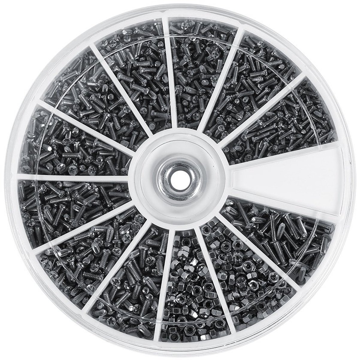 600 Stuks 12 Soorten Kleine Schroeven en Moeren, Roestvrij Moer en Bout Assortimentskit, M1 M1.2 M1.4 M1.6 voor Horloges Glassoort