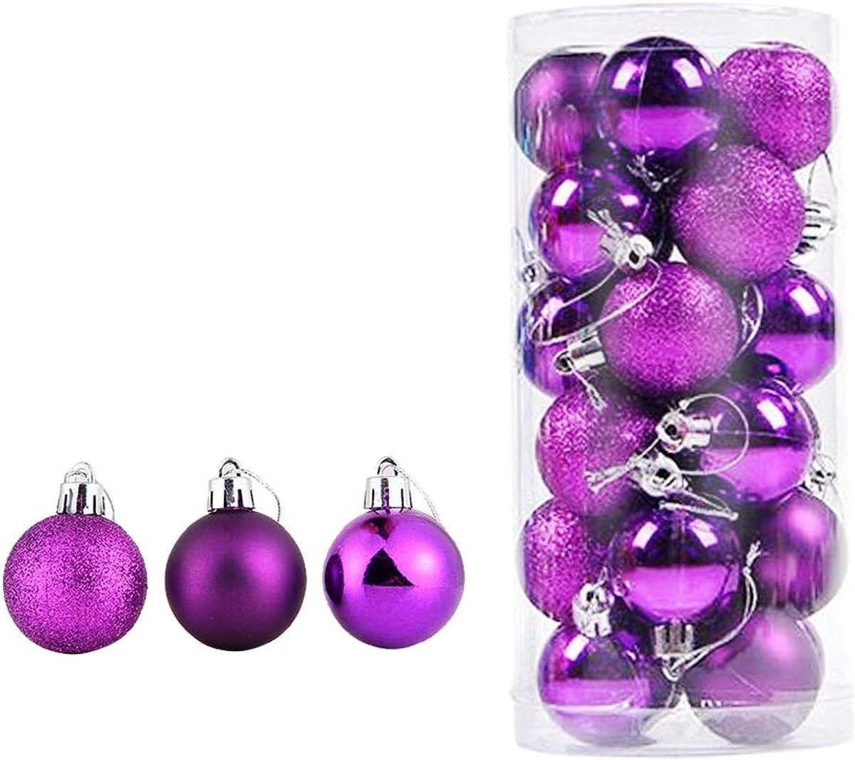 Kerstballen, kerstboom, hanger, ornamenten, kerstboompjes, decoratiebal, 4 cm, plastic cadeau voor kerstvakantie (paars)