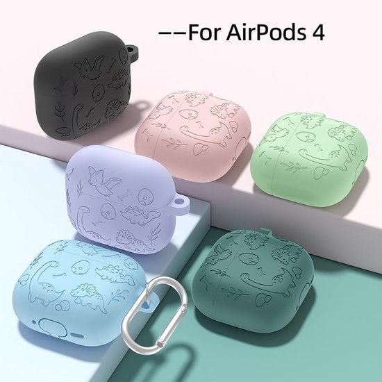 Hoesje Compatibel met AirPods 4, [Schokbestendig] Zacht Silicone Beschermend Hoesje met Karabijnhaak [Anti-vingerafdruk]-Purper van hoesje — afbeelding 4