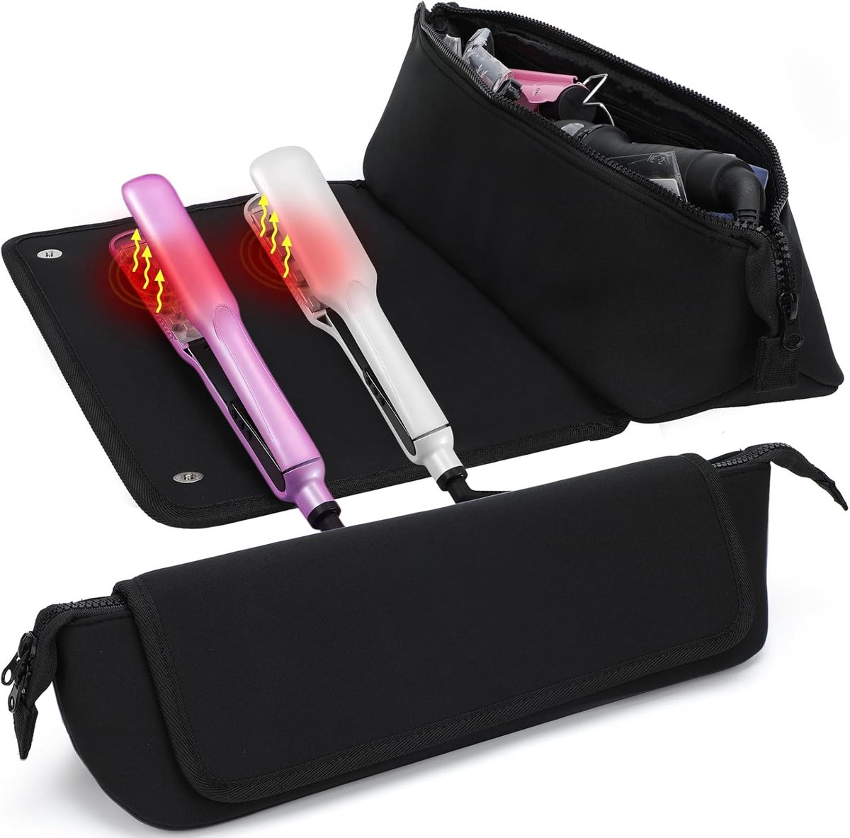 Essentials Neopreen Haarstijl Gereedschap Tas w/Brandwerende Mat voor Platte of Krultangen, Stijltangen Accessoires, Geschenken voor Vrouwen Moeder Dochter Zuster Vrienden voor Verjaardag