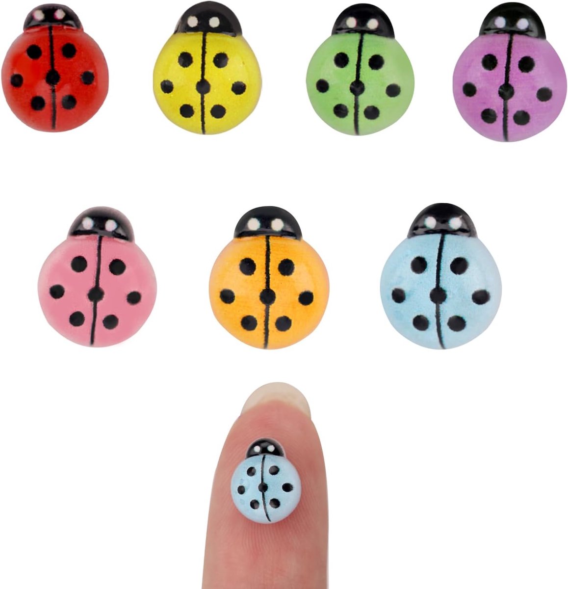 100 Stuks Mini Hars Dieren, Lichtgevende Kleine Hars Lieveheersbeestje Kleine Miniatuur Lieveheersbeestje Beeldjes Ornamenten voor DIY Taart Hoofdbanden Tuin Landschap