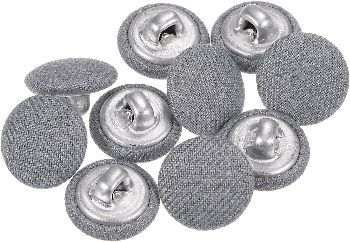 Knopen met overtrek van katoen 20 l (12,5 mm) voor pakken, overhemden en jassen, kleur grijs
