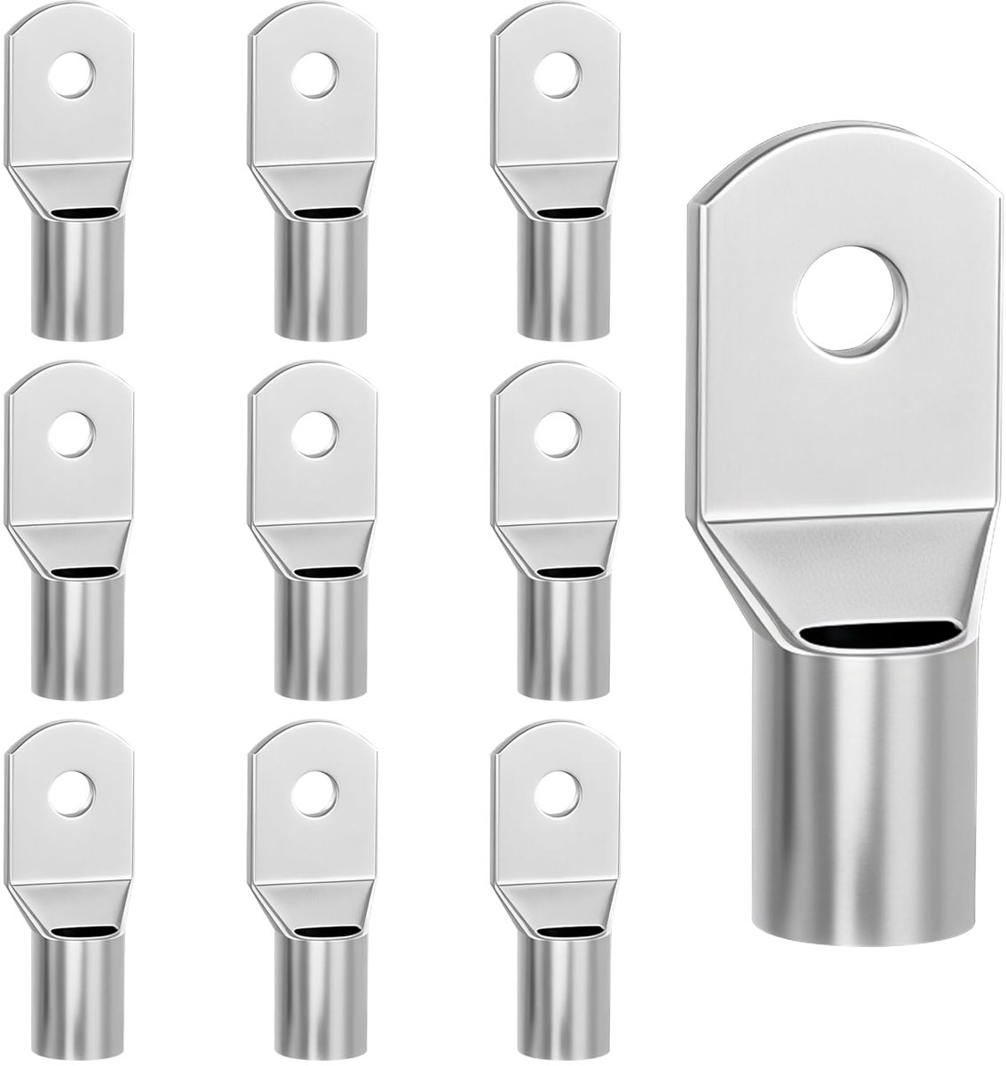 SC50-12 Buiskabelschoenen, 50 mm², elektrische klemmen, van vertind koper, niet-geïsoleerde ringconnector voor auto's en elektrische systemen, zilver, 10 stuks