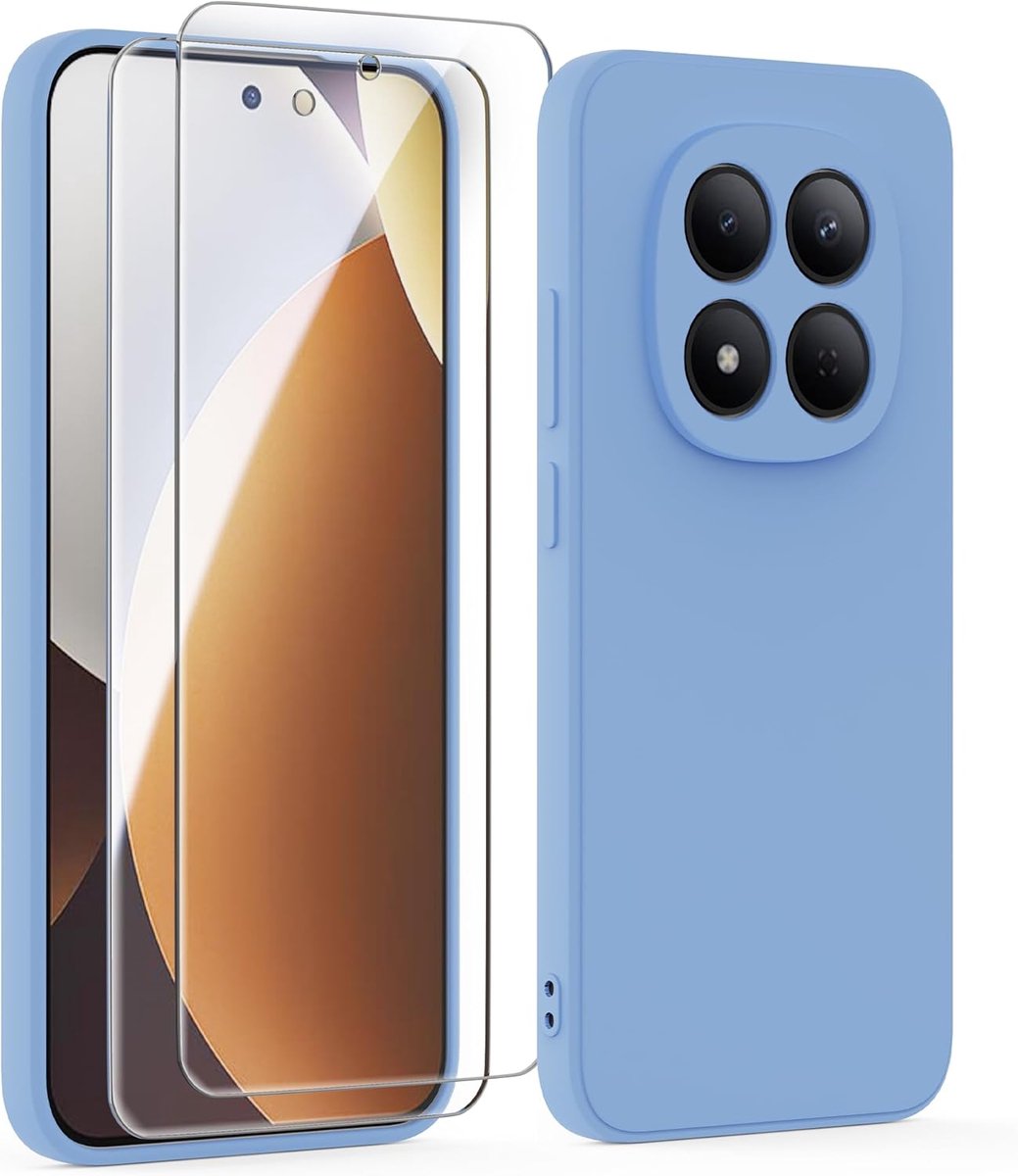 Hoesje voor Xiaomi Redmi Note 15 Pro 5G Case met 2 Stuks Gehard Glas,Zachte Ultradun Pastelkleur van TPU Telefoon Schokbestendig Hoes Cover - Lichtpaars
