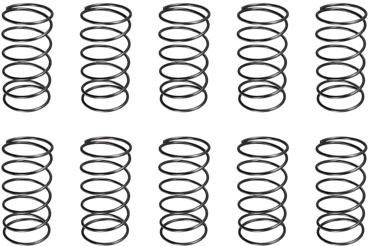 1,2 x 20 x 40 mm (DxOD x L) drukveer, 20 stuks, goed voor machines, verlenging met stalen veer, zwart