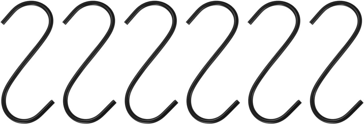 S-haken, 4 inch extra lange S-haken, metaal, zeer sterk metaal, mangaanstaal, voor het organiseren van keukengerei, tuin, badkamer, garage, kast, zwart