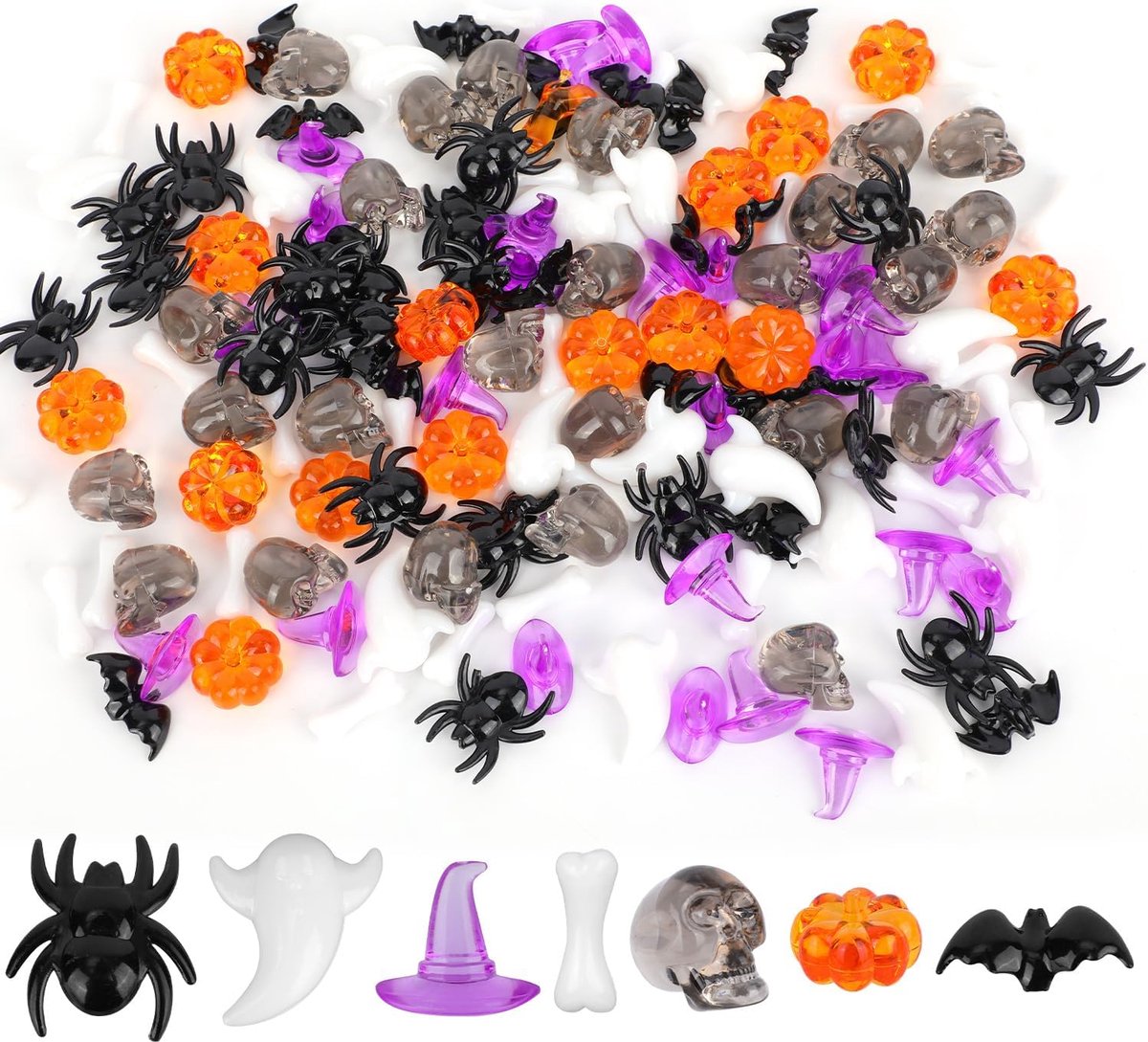 160 St Halloween Vaasvuller, Mini Halloween Ornamenten Spin Vleermuis Spook Bot Pompoen Heksenhoed Schedel Vaasvullers Tafeldecoratie voor Knutselfeestjes