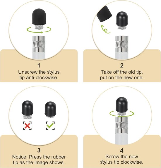 20 reserve penpunten 6,5 mm capacitieve geleidende punten van siliconenrubber, zwart — afbeelding 5