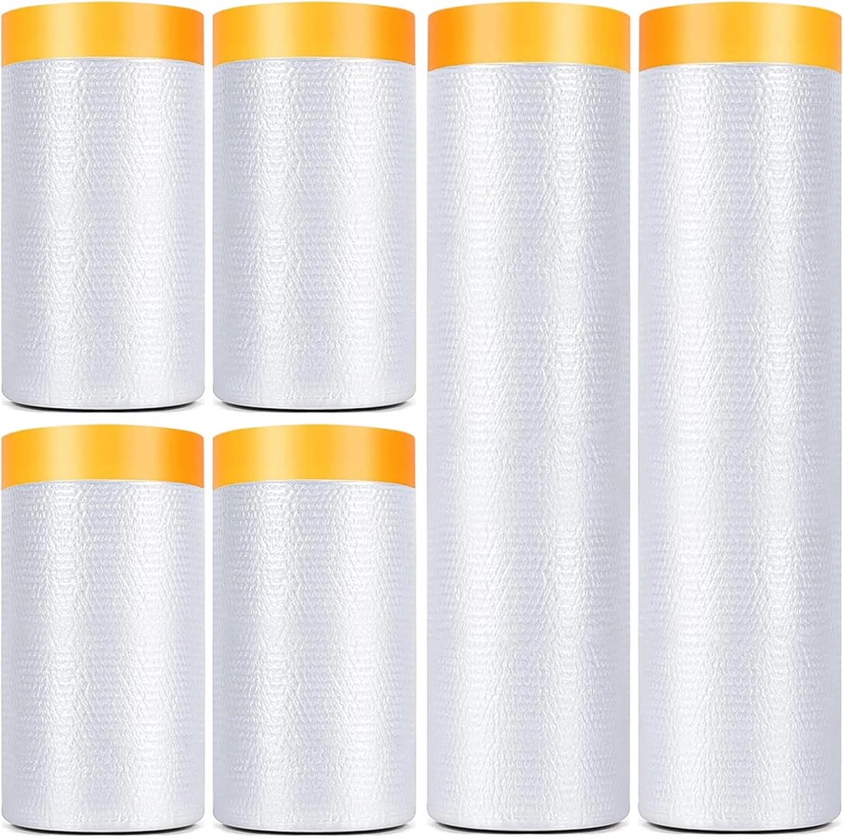 6 rollen afdekzeilen voor het afdekken van kunststof met band, zelfklevende beschermfolie, gemakkelijk af te scheuren, stof- en waterbestendig, afdekking voor meubels, ramen, vloeren en wanddecoratie