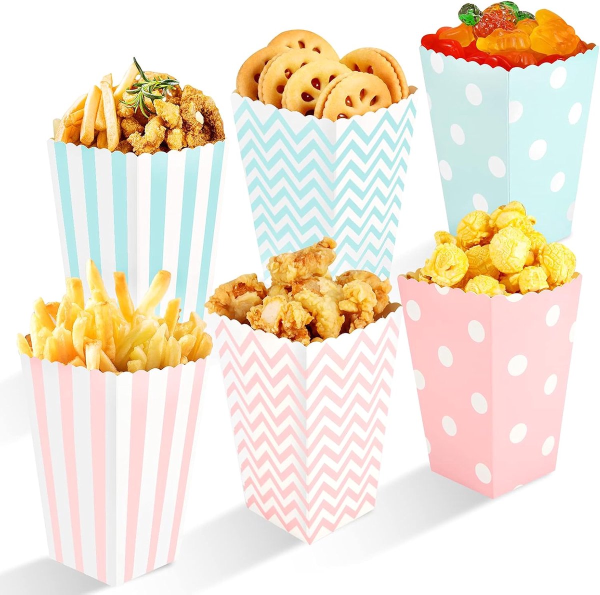 48 stuks, roze en blauw, snacks voor filmavond, verjaardagsfeest, Kerstmis