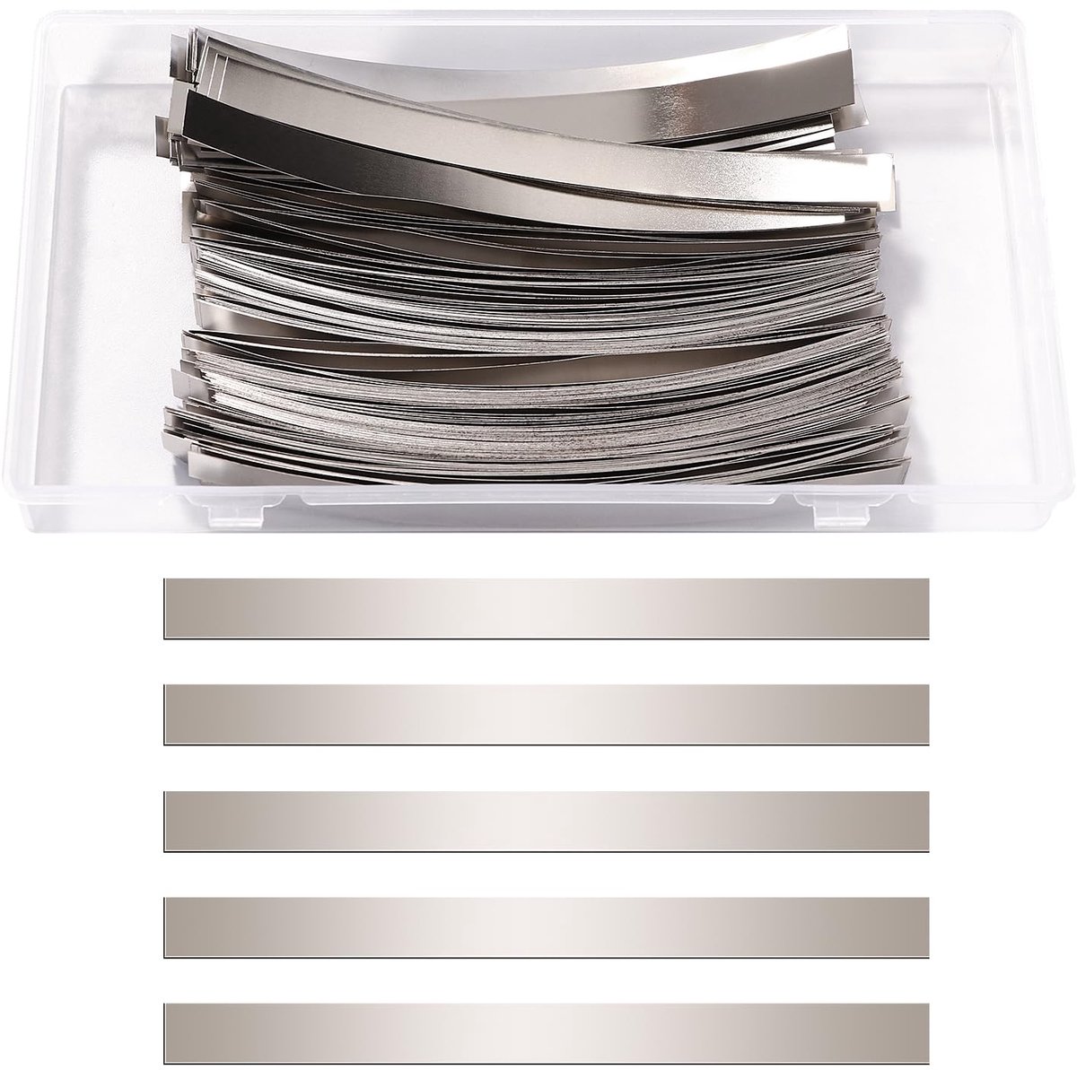 200 Stuks 0.1 * 8 * 100 mm Vernikkelde Stalen Strip, Nikkelstriptape voor Batterij, Nikkelstrip SolderenNikkelstrip Li-Po Batterij, voor Batterijpuntlassen