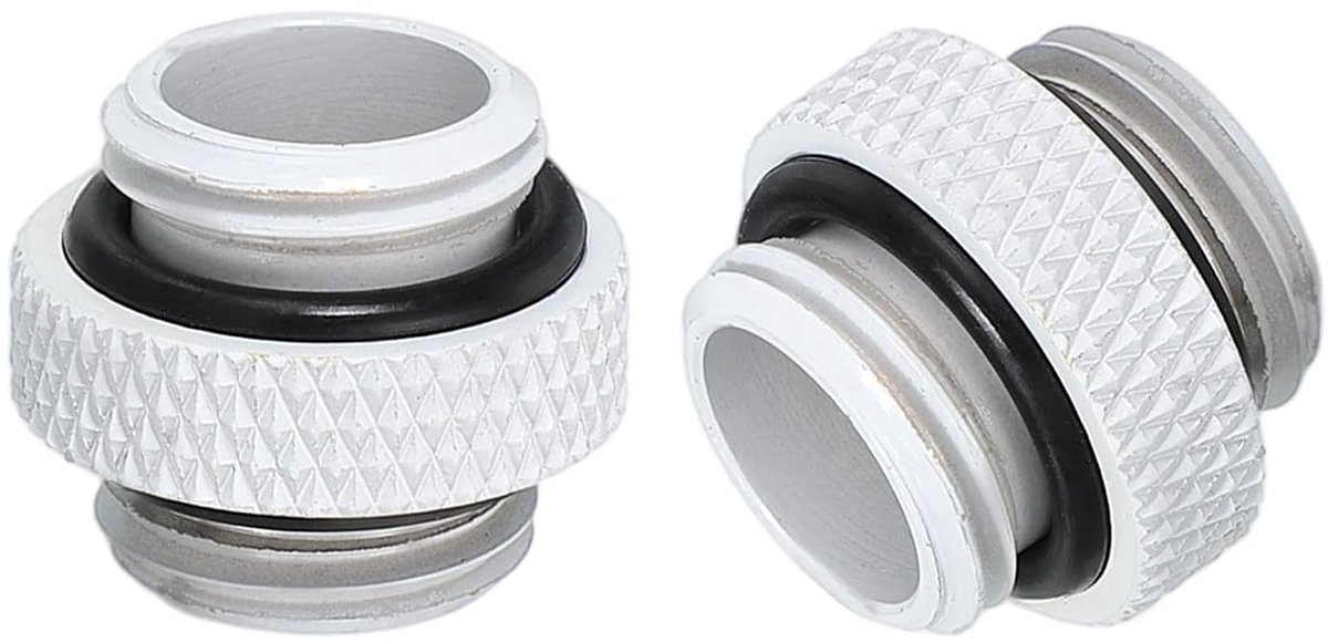 2 stuks, stekker naar stekker, G1/4 inch, verlengstuk van zacht aluminium voor pc-vloeistofkoelsysteem, wit