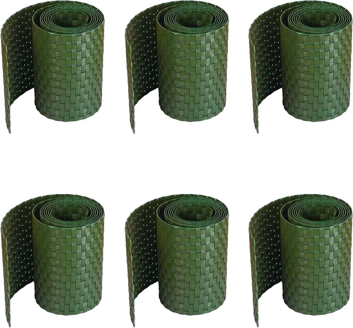 workingHOUSE Vlechtband Hekwerk Polyrotan 6x 255cm x19cm Groen | Weerbestendig & onderhoudsvrij - moderne 3D rotan-look, UV-bestendig