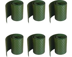 workingHOUSE Vlechtband Hekwerk Polyrotan 6x 255cm x19cm Groen | Weerbestendig & onderhoudsvrij - moderne 3D rotan-look, UV-bestendig