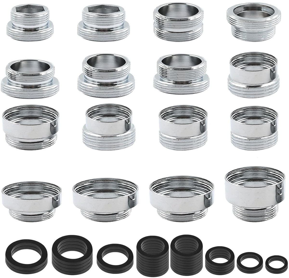 16 stuks wateraansluiting adapter kraanadapter kraan schroefdraad adapter wastafel kraan adapter buitendraad dubbele nippel kraanadapter voor keuken tuinslang