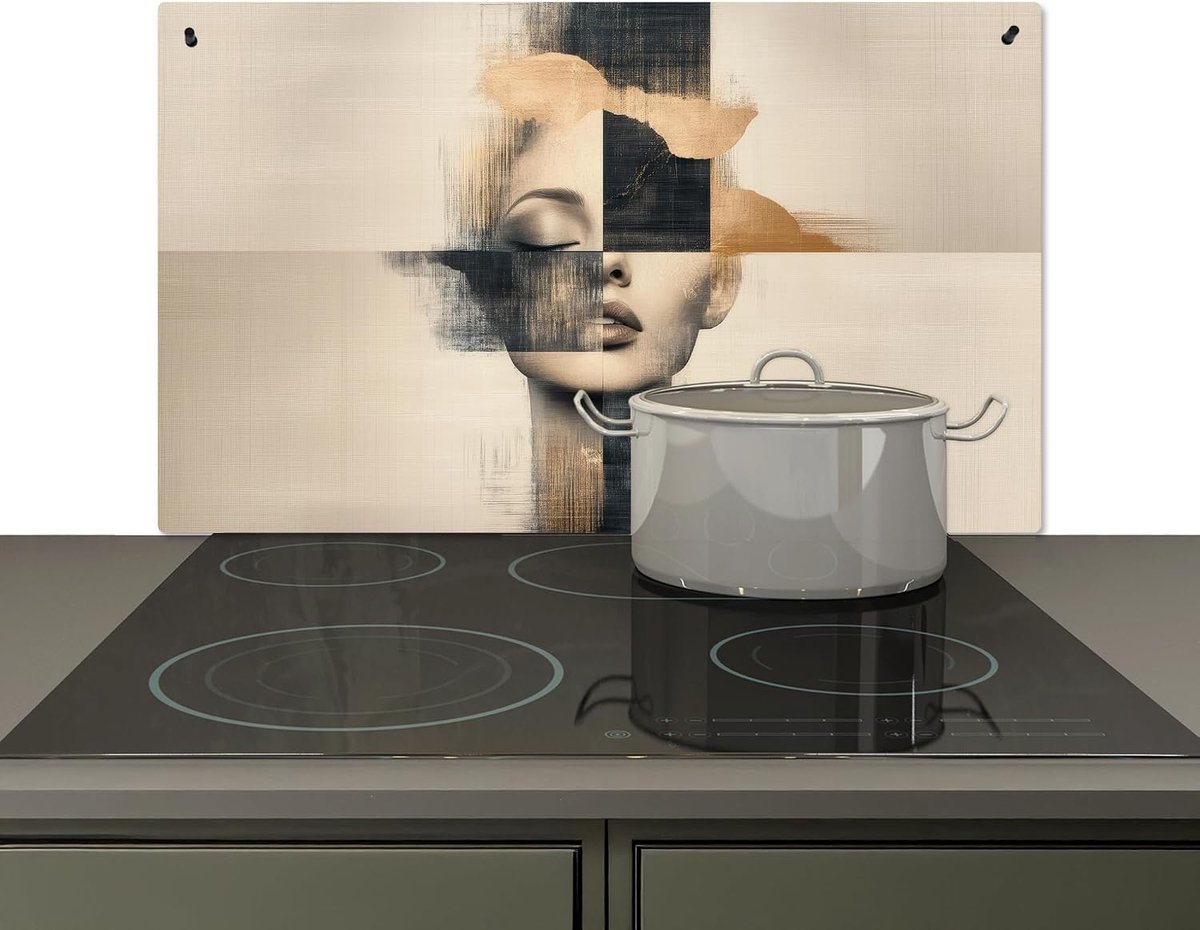 Spatscherm Keuken 52x90 cm Kookplaat Achterwand Beschermer Muur Spatwand Fornuis Aluminium Hittebestendig - Goud - Vrouw - Rechthoeken
