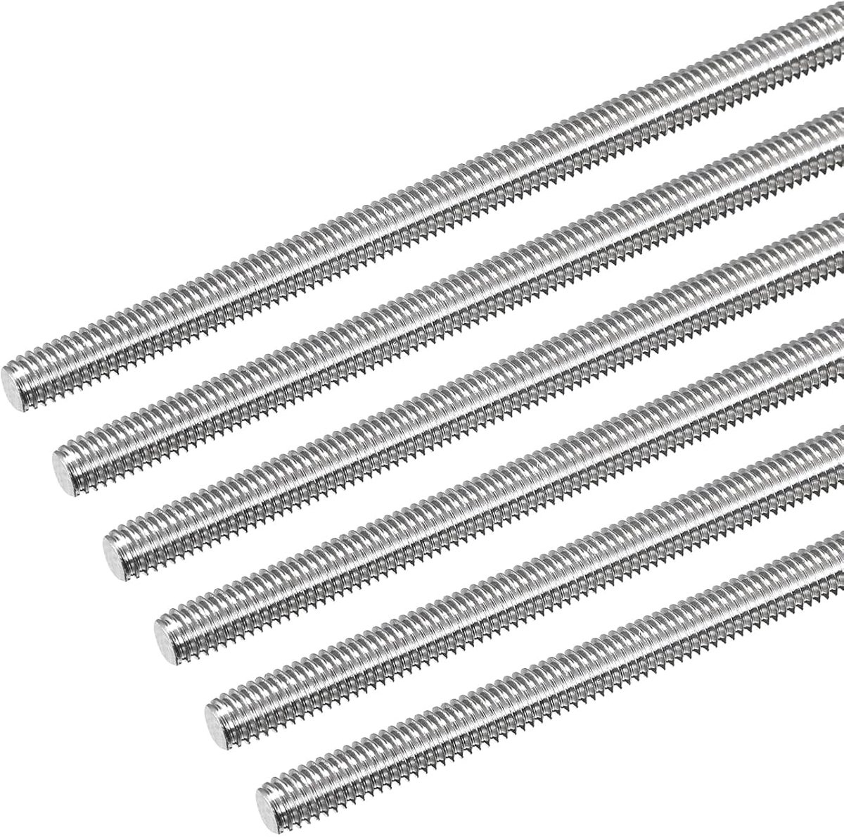 Schroefdraadstang M6 x 400 mm 1 mm volledige schroefdraadspindel, schroefdraadspindel, 304 roestvrij staal, rechtse schroefdraadspindelstangen, 6 stuks