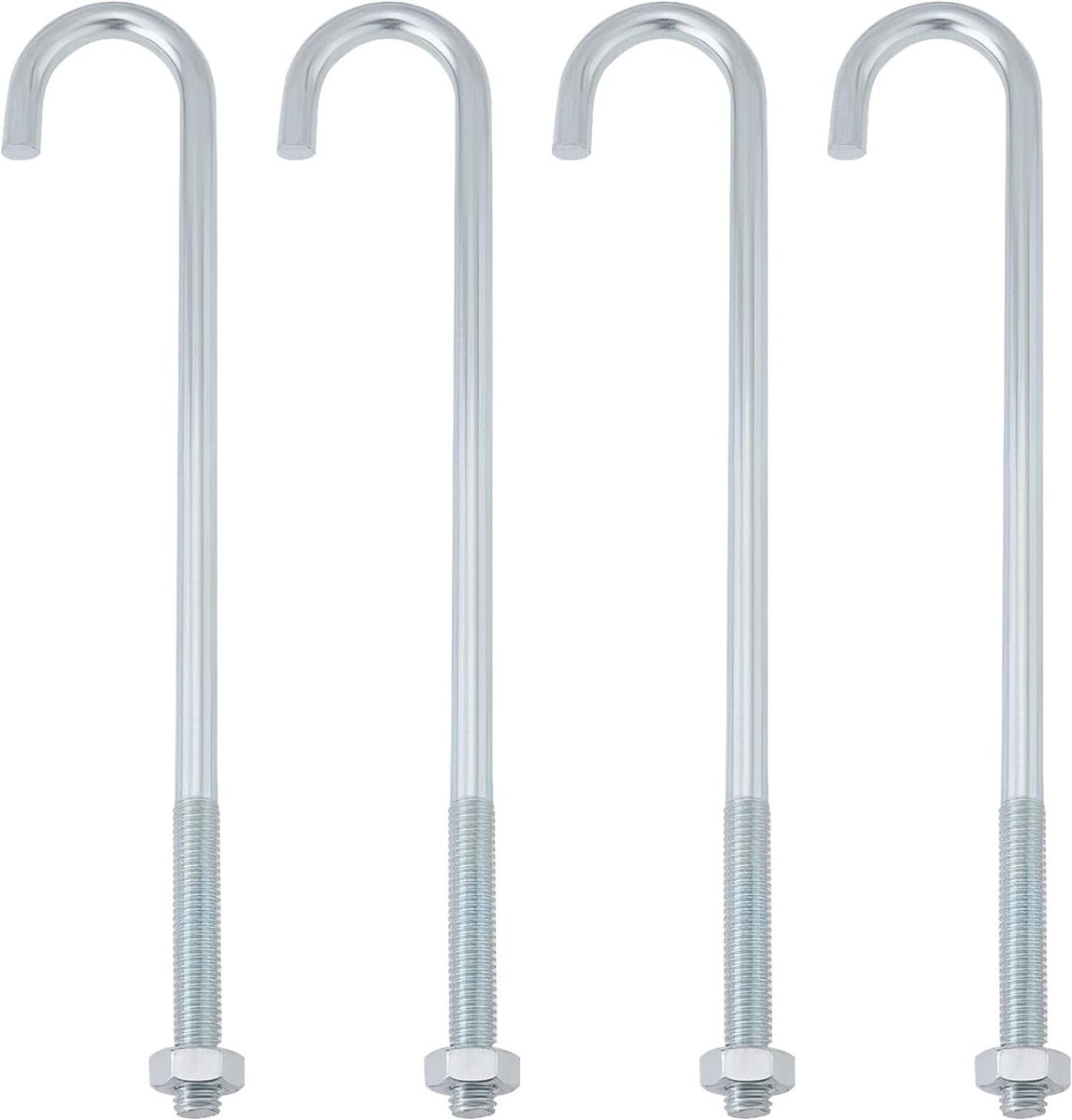 4 stks M10 Haak Bolt J Lange Schacht Schroefdraad Bout Industriële Bevestiging voor Leidingen Tuin Hek Projecten Dakplaten Beton (250mm)