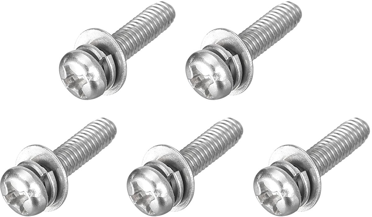 M3 x 12 mm 304 roestvrij staal Phillips Pan Head machineschroeven bouten gecombineerd met veerring en sluitringen 5 stuks