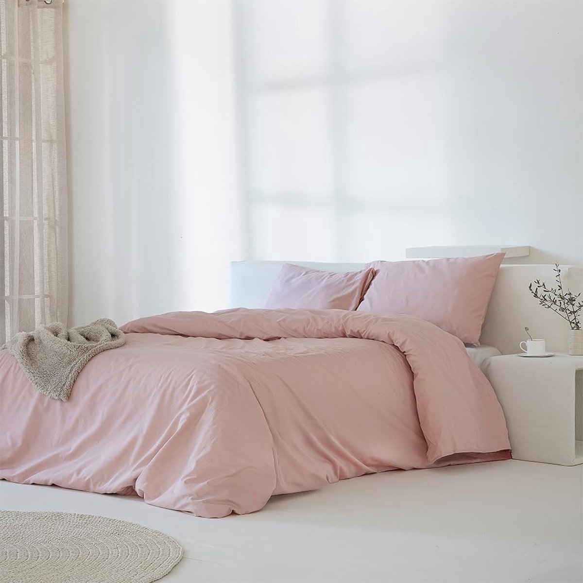 ARTean Dekbedovertrek Noa Beige, 135 x 190/200 cm, 100% percale katoen, draaddichtheid 200, dekbedovertrek 135 x 220 cm, 1 kussensloop, 100% katoen, percale, knoopsluiting, Beige