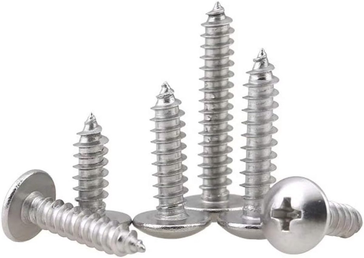 Houtschroeven houtschroef zelfsnijdende schroeven roestvrijstalen Phillips paddestoelkop kopschroeven M3×25mm,100 pcs