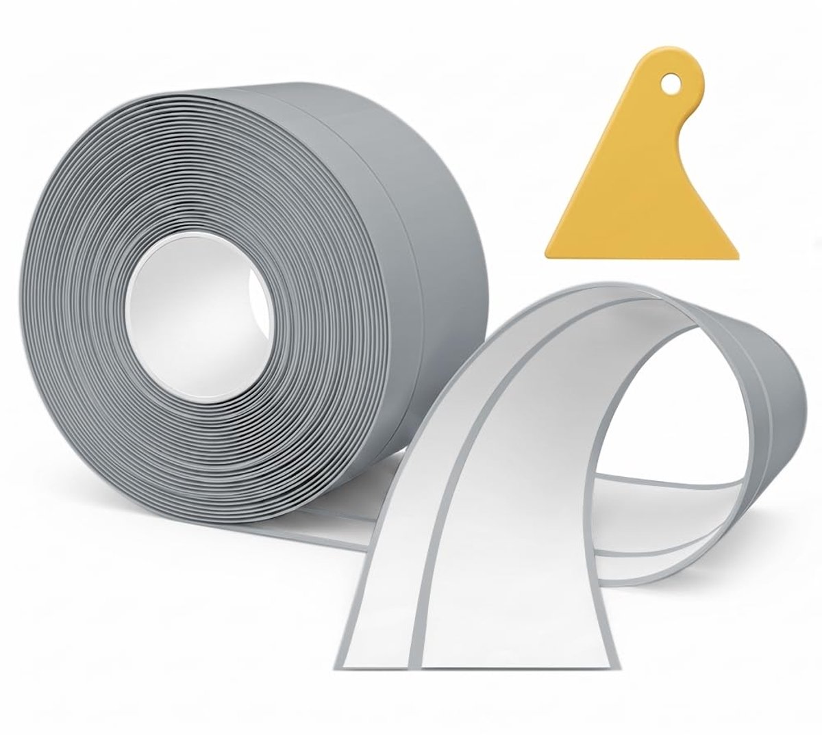 Zachte plint, 12M PVC keukenplint 50x20mm, zelfklevende plint voor keuken en badkamer 5x2 grijs