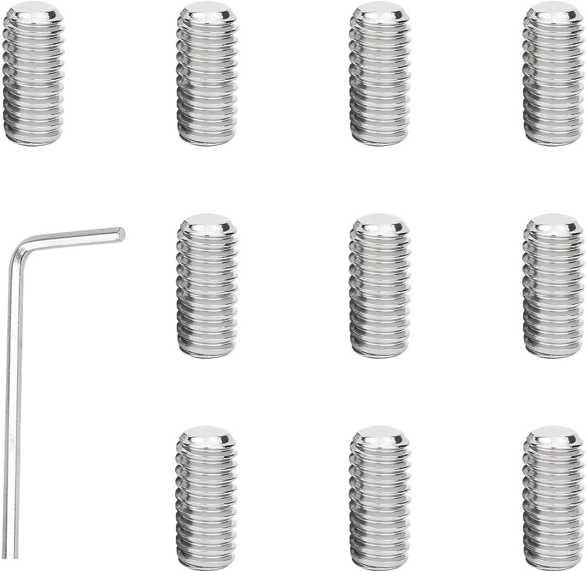 155023 Schroevenset voor eengreeps-keukenkraan, kraanreserveonderdelen bevat 10 roestvrijstalen schroeven met inbussleutel, reserveschroeven voor thuis, badkamer (zilver)