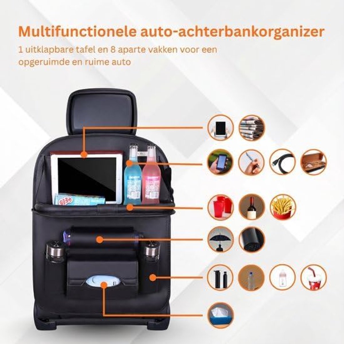 Autostoel Organizer - Multifunctioneel - PU leer - Extra opbergruimte voor kinderen en volwassenen - SnelShoppen