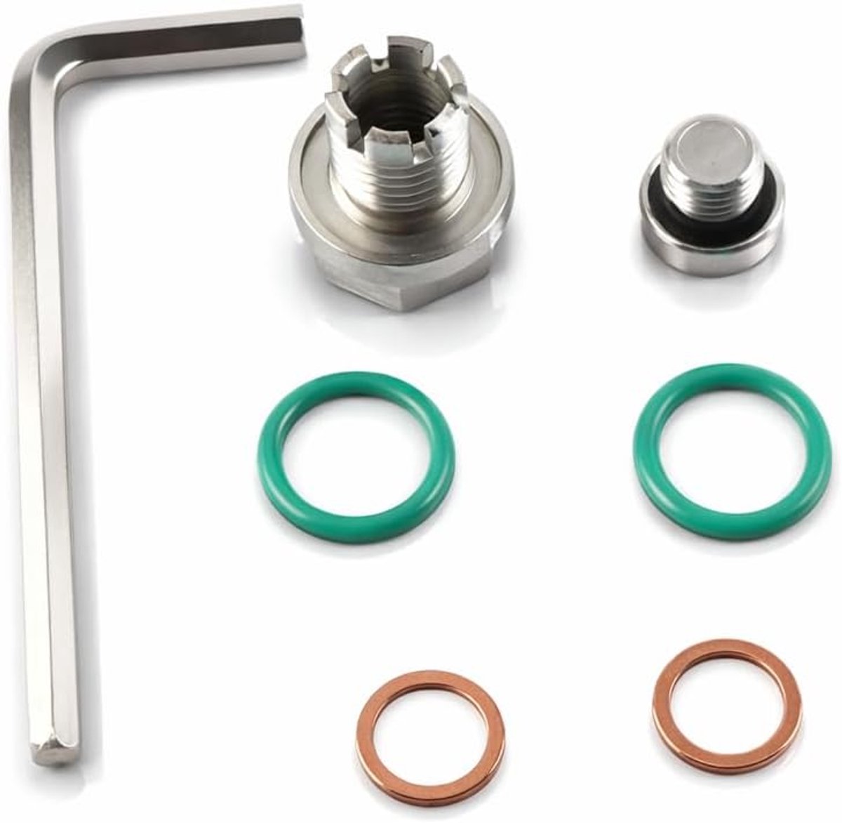 RVS Zelftappende Piggyback Olieaftapplug Reparatieset, Olieaftapplug Reparatieset met Inbussleutel en O-ring Afdichting (M14,1-1,5x15mm)