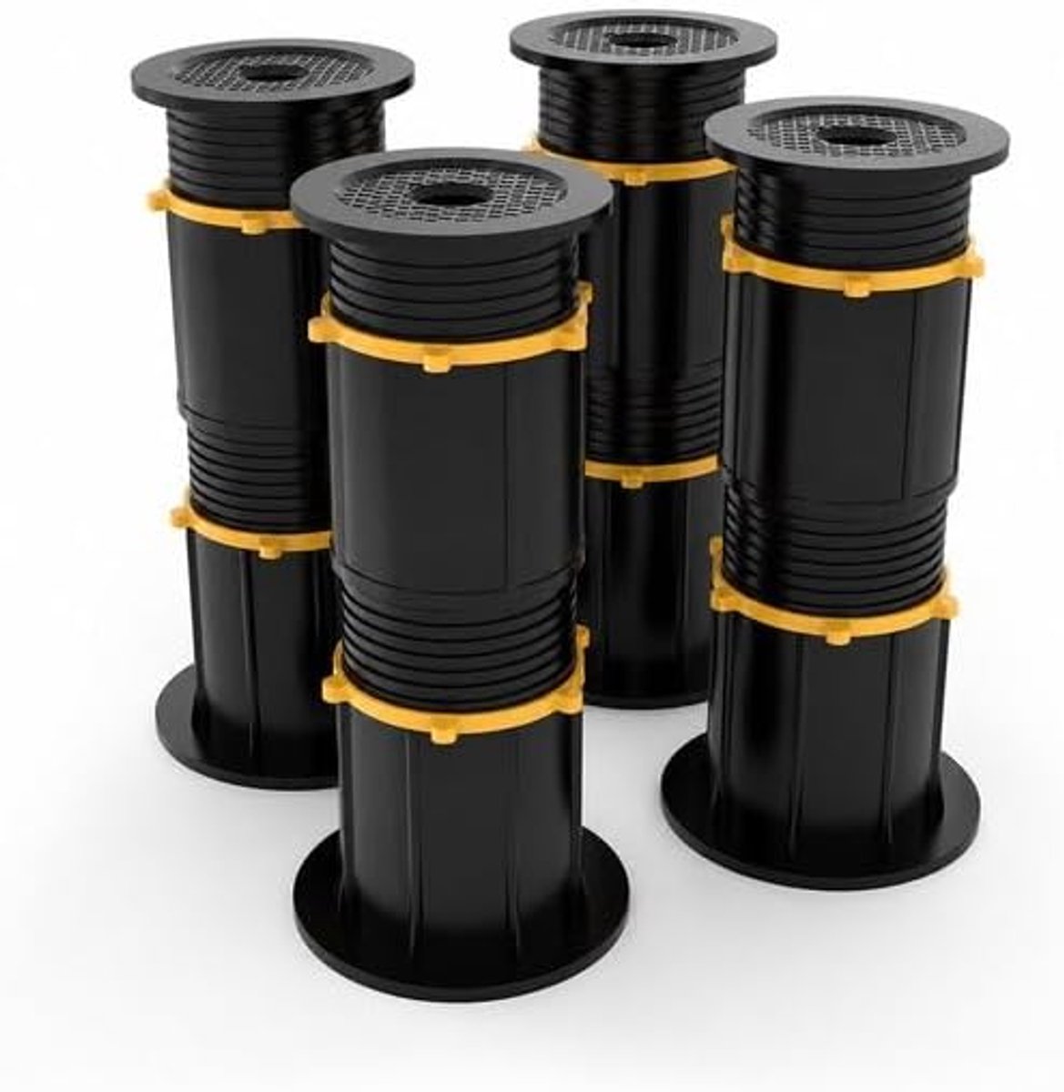 verstelbare steunpoten 21,3-33 cm - set van 4 - zwart - verhoog meubels en apparaten - SnelShoppen