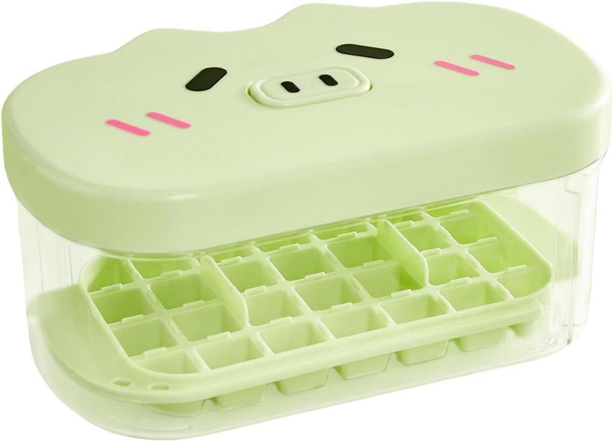 IJsklontjesmaker met bak - IJsblokjesvorm - Dranken Koelen - 24 Blokjes Tegelijk - 22x14x9 cm - Groen
